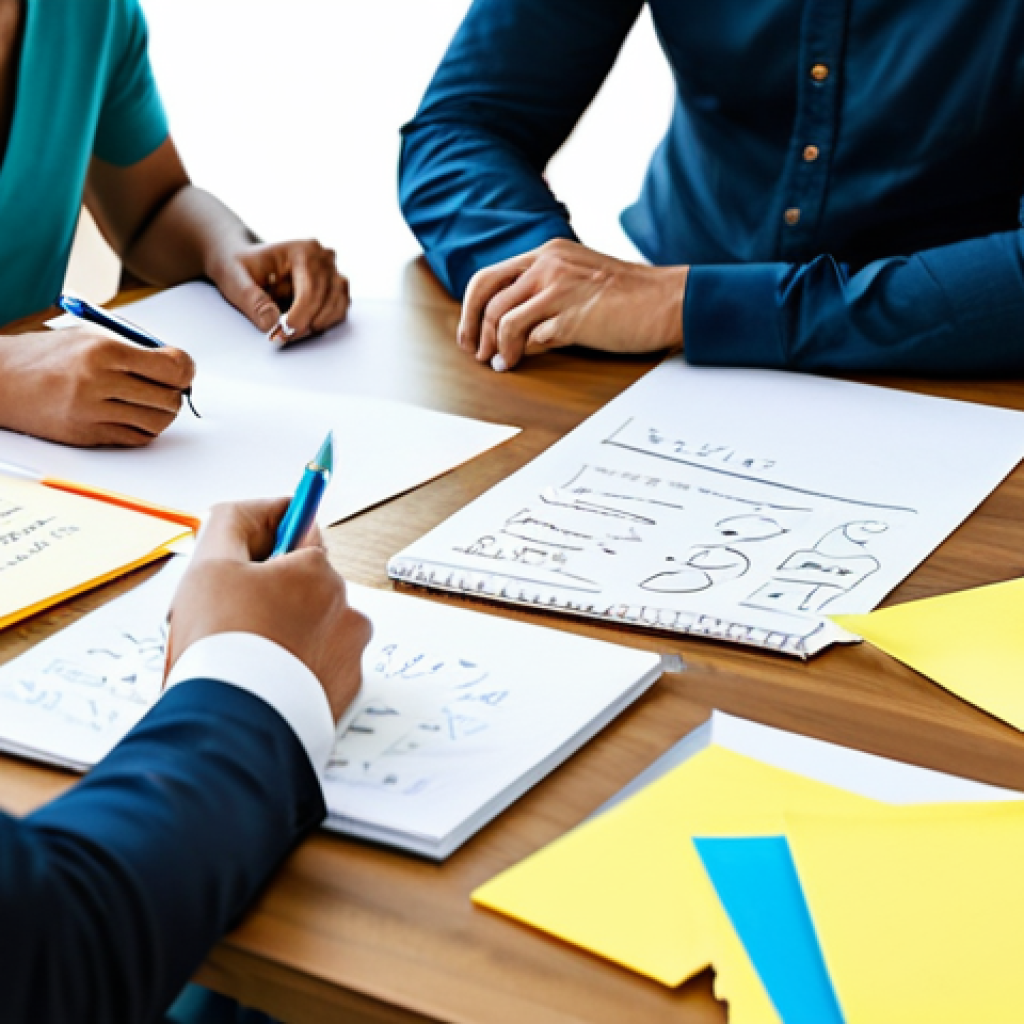 Values Definition**

"A diverse group of people brainstorming around a table, writing on sticky notes. The atmosphere is collaborative and positive. Focus on values such as family, health, education, and travel. Bright, modern office setting. Fully clothed, professional attire, safe for work, perfect anatomy, natural proportions, family-friendly."

**