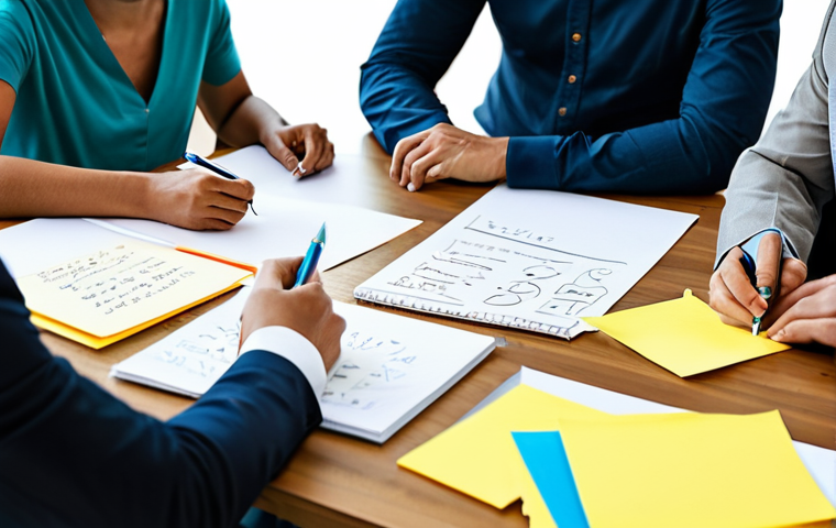 Values Definition**

"A diverse group of people brainstorming around a table, writing on sticky notes. The atmosphere is collaborative and positive. Focus on values such as family, health, education, and travel. Bright, modern office setting. Fully clothed, professional attire, safe for work, perfect anatomy, natural proportions, family-friendly."

**