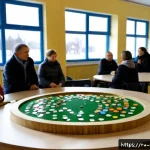 Home 23 가치 중심의 재정 관리에서의 혁신 사례 - Photorealistic participatory budgeting workshop in a modern community center in Kazan, Russia, diver...