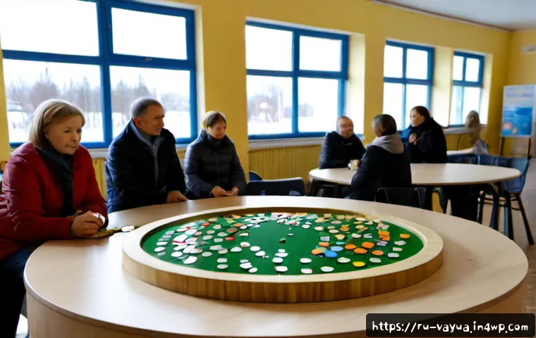 가치 중심의 재정 관리에서의 혁신 사례 - Photorealistic participatory budgeting workshop in a modern community center in Kazan, Russia, diver...
